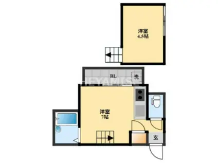 アメニティ葉山(ワンルーム/2階)の間取り写真