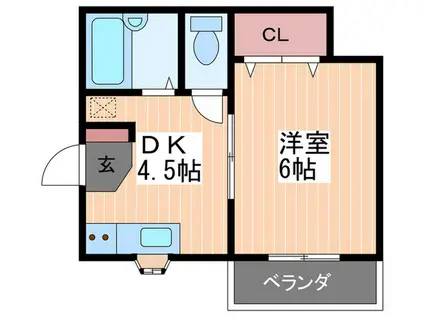 パルコ中央北棟(1DK/2階)の間取り写真