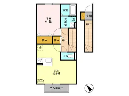 リェス ソーンツェ B(1LDK/2階)の間取り写真