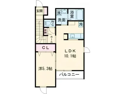 グランデ・ジュメリー(1LDK/2階)の間取り写真