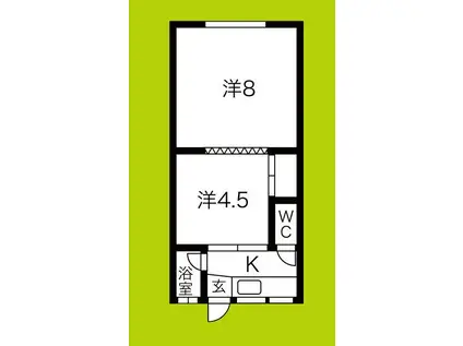 今井荘 1階北(2K/1階)の間取り写真