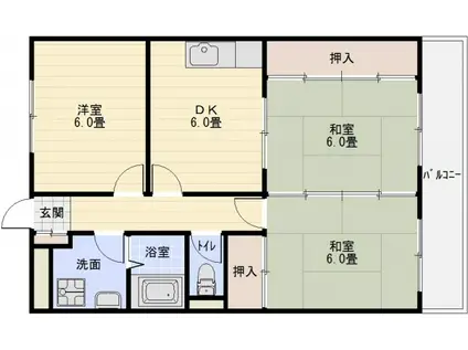 八幸ハイツ(3DK/3階)の間取り写真