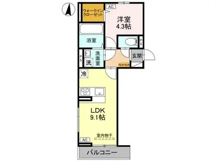 ESPOIR(1LDK/2階)の間取り写真