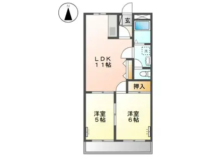 アメニティーハイツ(2LDK/2階)の間取り写真