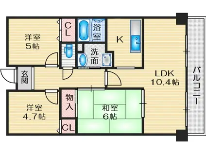 ヴィオラ千里(3LDK/4階)の間取り写真