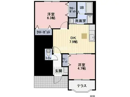 マウルール(2DK/1階)の間取り写真