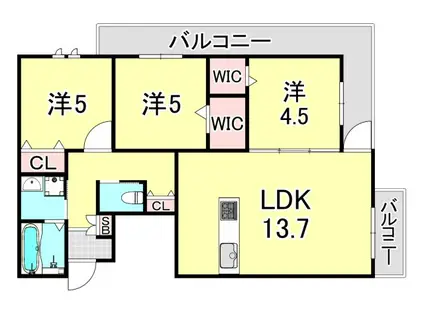 プレシャス小松(3LDK/2階)の間取り写真