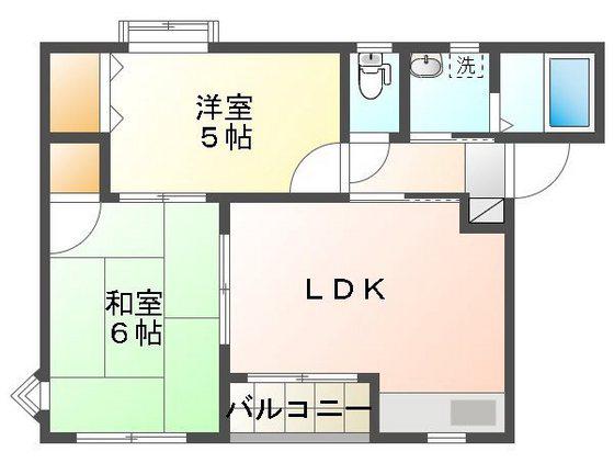 エクセレンス祇園(2DK/2階)の間取り写真
