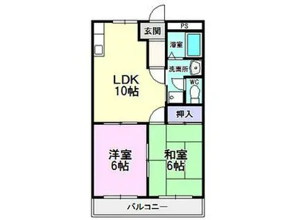 コットンハウスI(2LDK/1階)の間取り写真