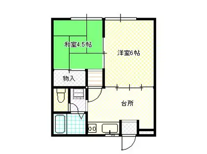 レヴール綾田(2DK/2階)の間取り写真