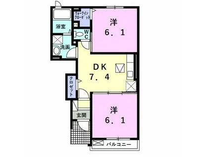 アネックスサイコーVIIA(2DK/1階)の間取り写真