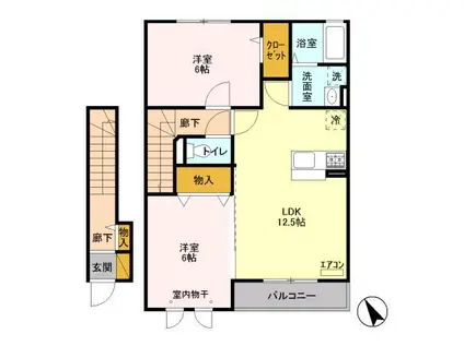 ゼルコーバA(2LDK/2階)の間取り写真