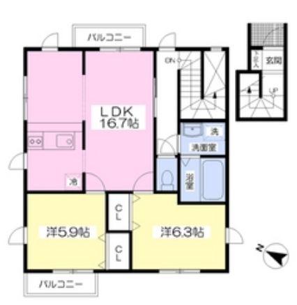 LEREVE(2LDK/2階)の間取り写真
