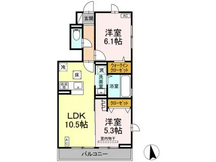 センチュリーハイムすみよし台 V(2LDK/1階)の間取り写真