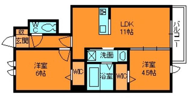 竜田テラス(2LDK/1階)の間取り写真
