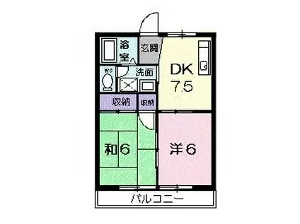 エアポート旭(2DK/2階)の間取り写真