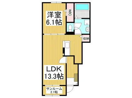 フィールドヒル 塩尻II(1LDK/1階)の間取り写真
