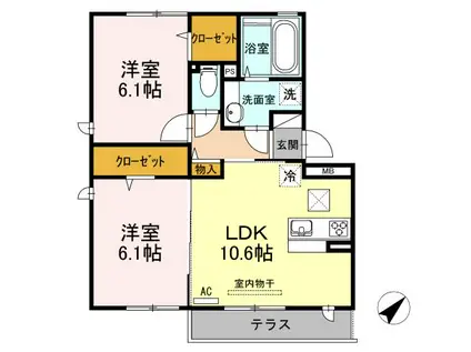 ポラリス(2LDK/1階)の間取り写真