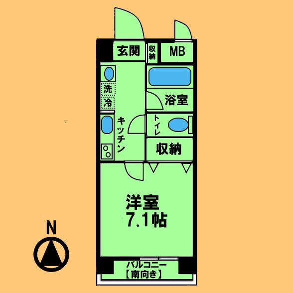 スカイコート天塚(1K/4階)の間取り写真