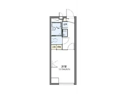 レオパレスパラディーゾ(1K/2階)の間取り写真