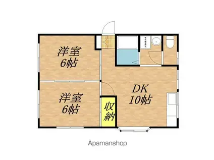 ササキハイツB棟(2DK/2階)の間取り写真