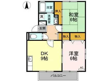 ハイツセリュー III棟(2DK/2階)の間取り写真