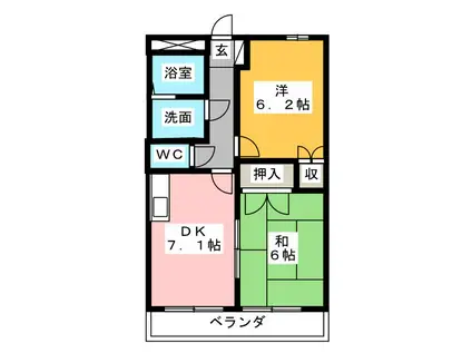 ミルキーウェイ(2DK/1階)の間取り写真