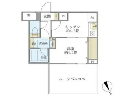 クレアポルテ川口元郷(1K/5階)の間取り写真