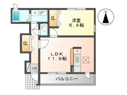 プリムローズI(1LDK/1階)の間取り写真