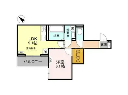 メルヴェーユ(1LDK/2階)の間取り写真