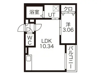 WARREN KANSEIII(1LDK/1階)の間取り写真
