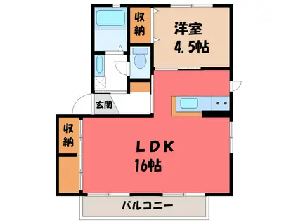 ルミエールB(1LDK/2階)の間取り写真