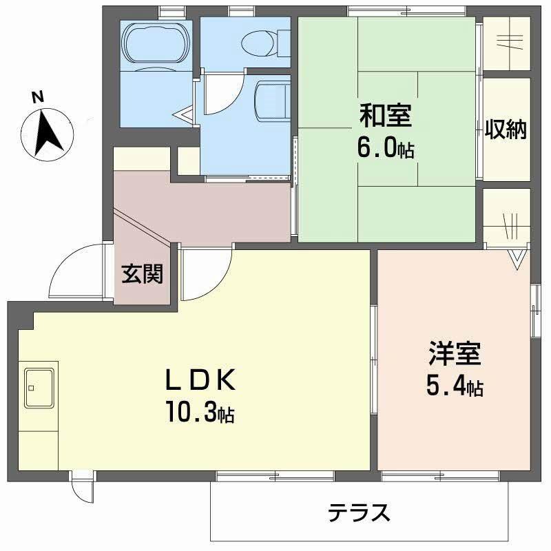 グリーンパレスISAI(2LDK/1階)の間取り写真