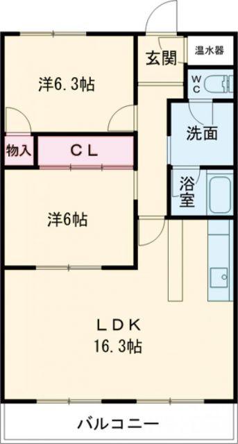 MKタウン江場A(2LDK/6階)の間取り写真