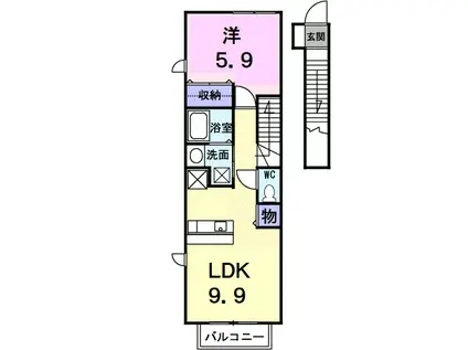 ドリーム・パレス(1LDK/2階)の間取り写真
