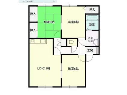 エクレールシロヤマB(3LDK/2階)の間取り写真