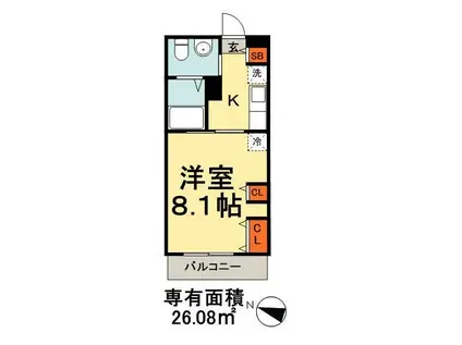 リブリ・エルミタージュ(1K/1階)の間取り写真