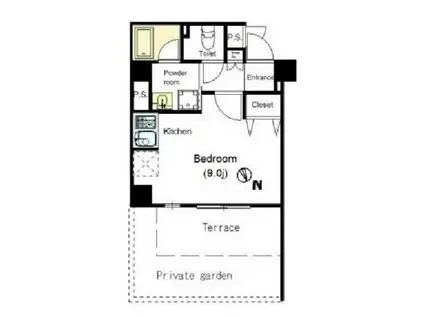 プレール・ドゥーク上野ノース(ワンルーム/1階)の間取り写真