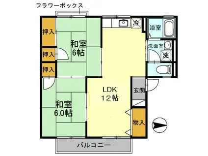 ティファニー21B棟(2LDK/1階)の間取り写真