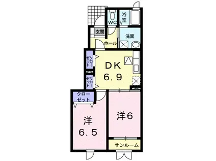 サン・ビレッジ・西方 II(2DK/1階)の間取り写真