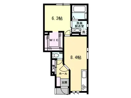 ナチュラルヴィレッジ豊田C棟(1LDK/1階)の間取り写真