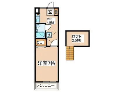 アリビオK II(1DK/2階)の間取り写真