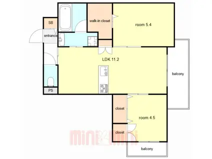 LA VITA西宮北口(2LDK/4階)の間取り写真