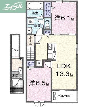 アヴェニールガーデン(2LDK/2階)の間取り写真