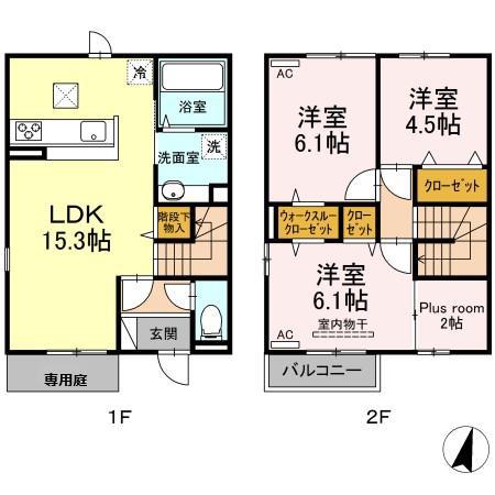 時・KAMOSU A棟(3LDK/1階)の間取り写真
