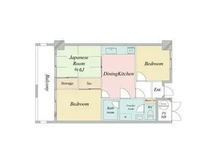 ライオンズマンション虹ヶ丘A棟(3DK/4階)の間取り写真