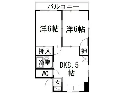 シャトレ別院III(2DK/5階)の間取り写真