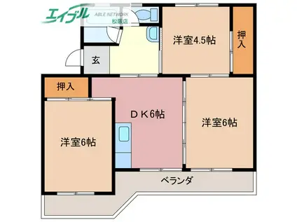 ビレッジハウス井村2号棟(3DK/1階)の間取り写真