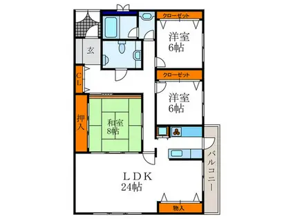ドムス鴨川(3LDK/3階)の間取り写真