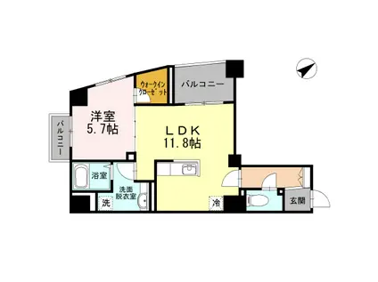 ポルトドゥヴァンドーム(1LDK/7階)の間取り写真